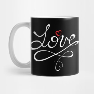 "Love" lettering in white Mug